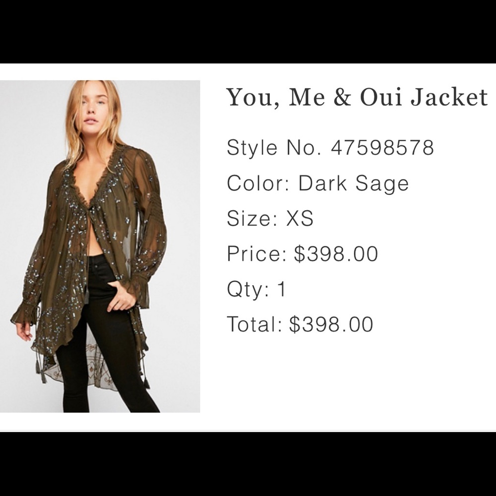 FREE PEOPLE STUNNING KIMONO JACKET, COVER UP. NEVER WORN!